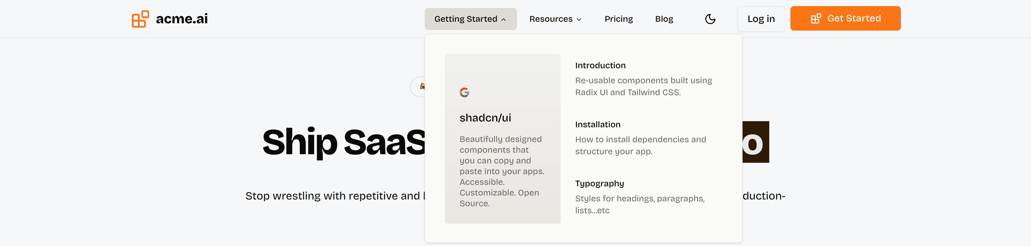 Header component